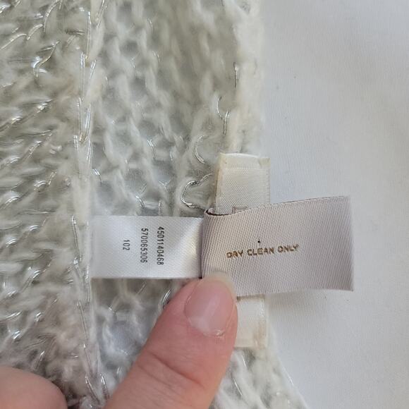 Chicos White and Silver Chunky Open Knit Sweater - Picture 5 of 5